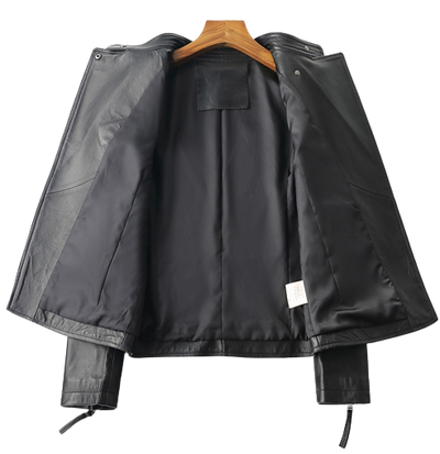 Womens Jaylin Genuine Lambskin Biker Leather Jacket
