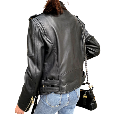 Womens Aurora Genuine Lambskin Biker Leather Jacket