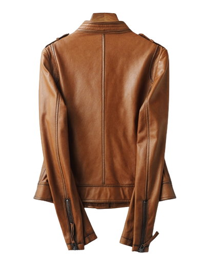 Womens Jaylin Genuine Lambskin Biker Leather Jacket