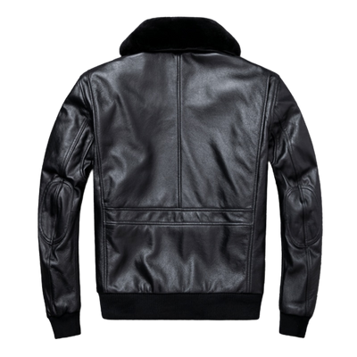 Mens Knox Flight Bomber Genuine Lambskin Leather Fur Collar Cotton Checked Lined Jacket
