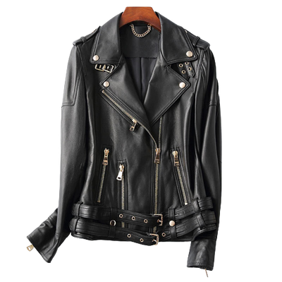 Womens Aurora Genuine Lambskin Biker Leather Jacket