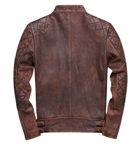 Mens Weston Red Brown Shoulder Patch Work Genuine Lambskin Leather Jacket