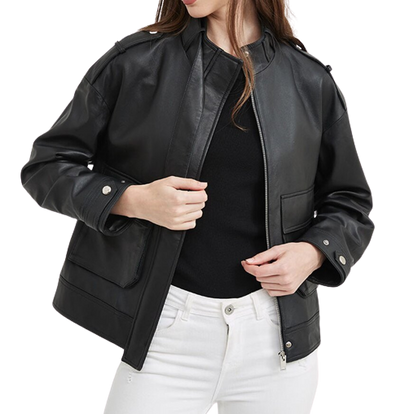 Womens Elora Genuine Lambskin Leather Jacket