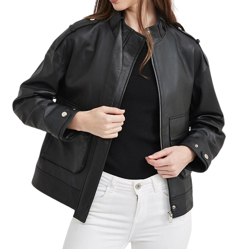 Womens Elora Genuine Lambskin Leather Jacket