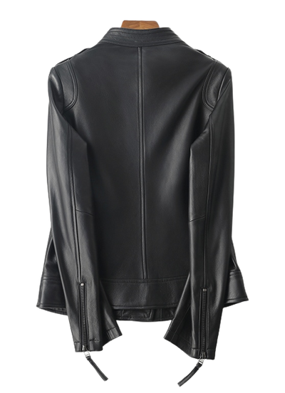 Womens Jaylin Genuine Lambskin Biker Leather Jacket