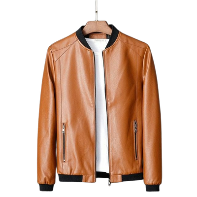 Mens Elegant Leather Causal Lambskin Bomber Jacket