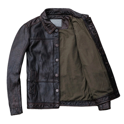 Mens Ryder Front Pocket Dark Brown Genuine Lambskin Leather Jacket