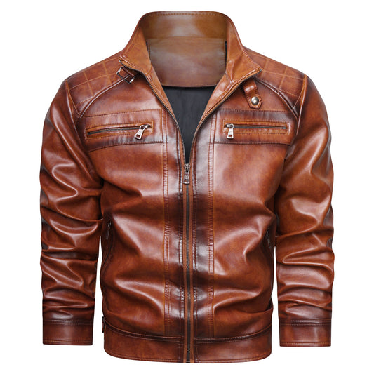 The Leather Artisans Men's Retro Faux Leather Cafe Racer Jacket - Stylish & Trendy