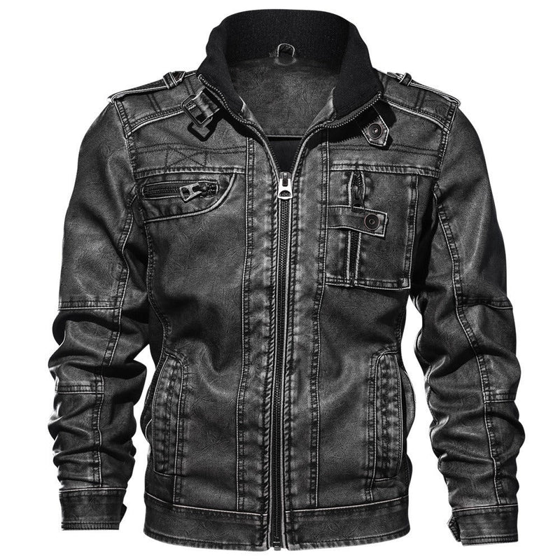 Mens Orme Stand Collar Genuine Lambskin Leather Jacket