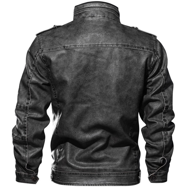 Mens Orme Stand Collar Genuine Lambskin Leather Jacket