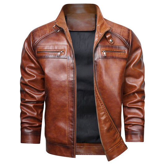 The Leather Artisans Men's Retro Faux Leather Cafe Racer Jacket - Stylish & Trendy