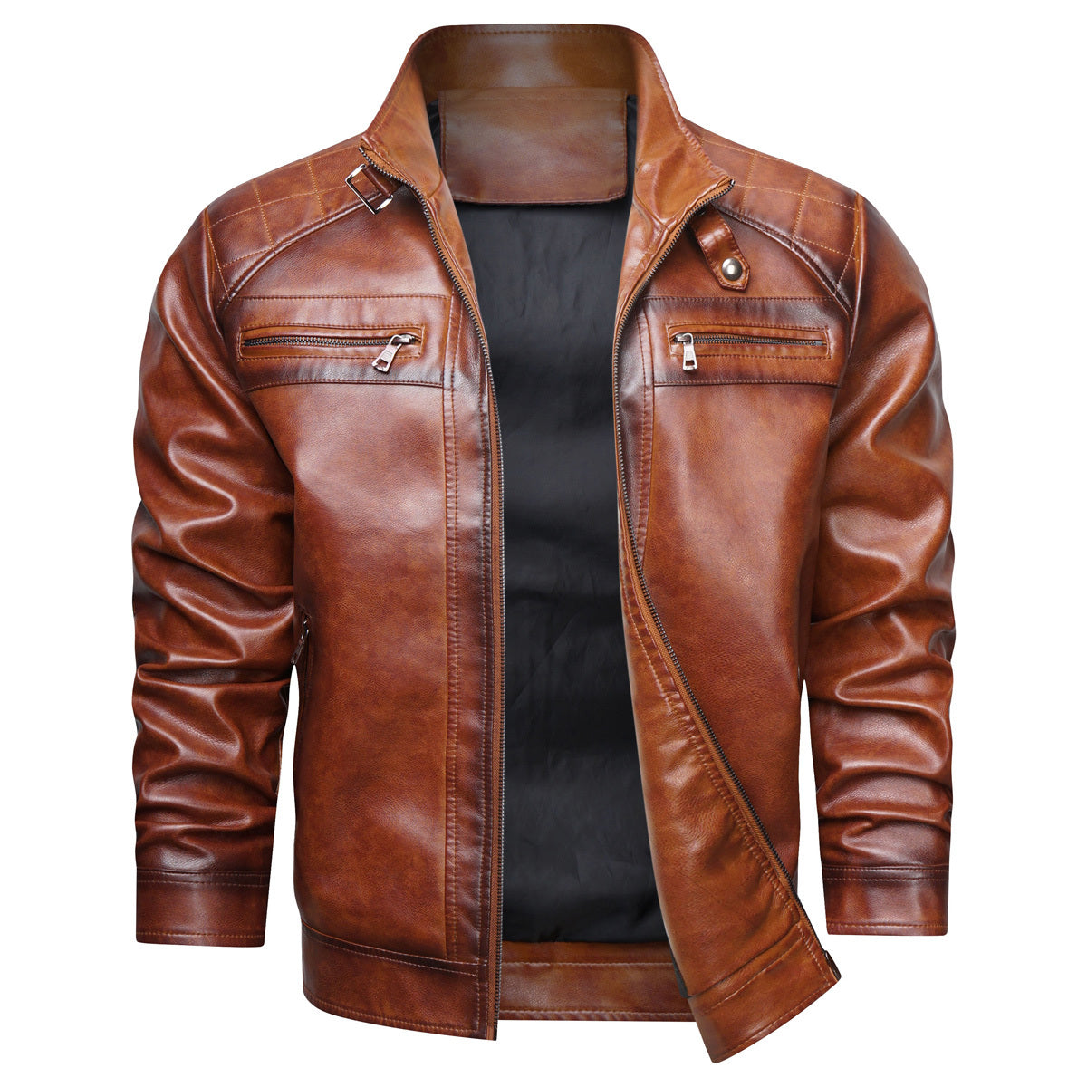 The Leather Artisans Men's Retro Faux Leather Cafe Racer Jacket - Stylish & Trendy