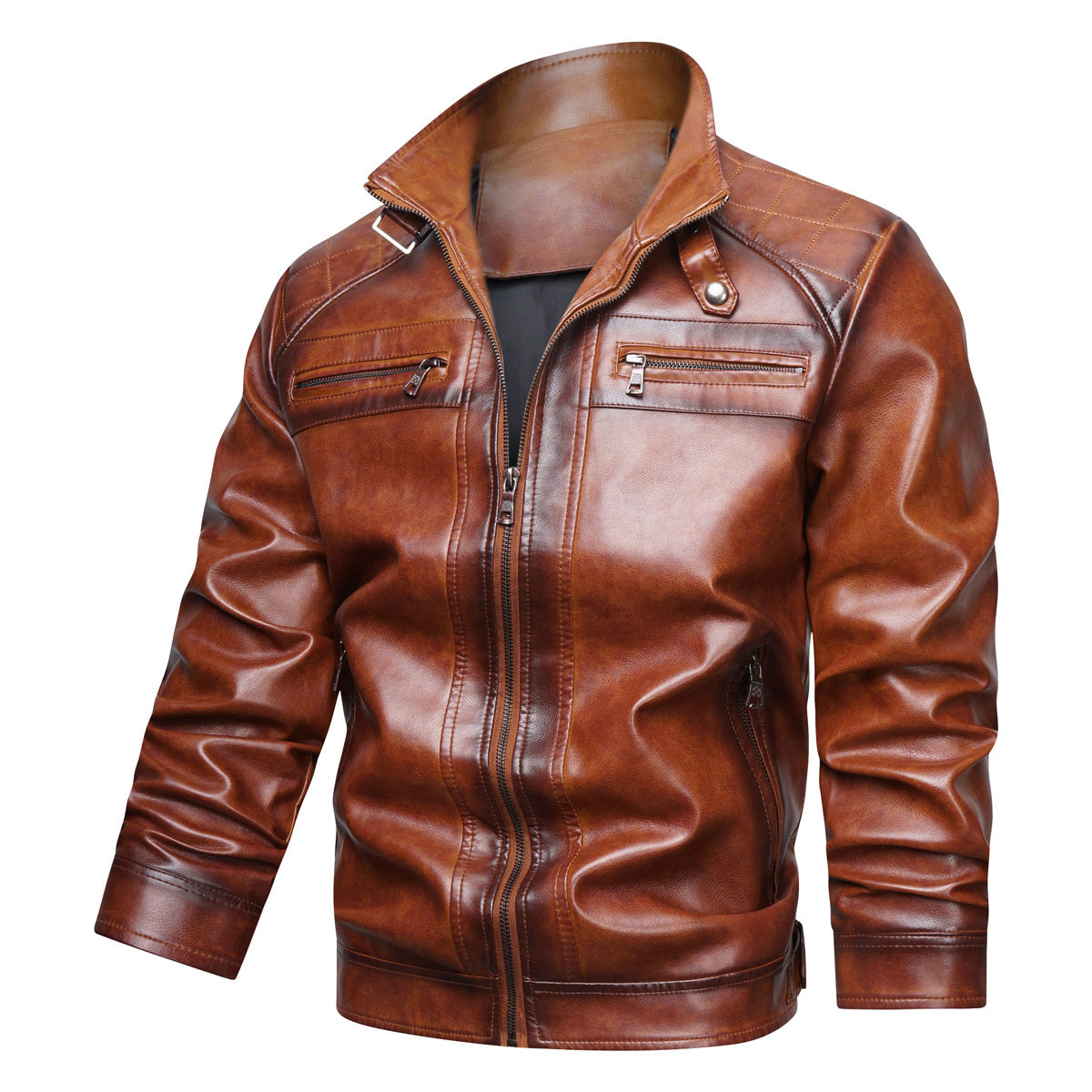 The Leather Artisans Men's Retro Faux Leather Cafe Racer Jacket - Stylish & Trendy