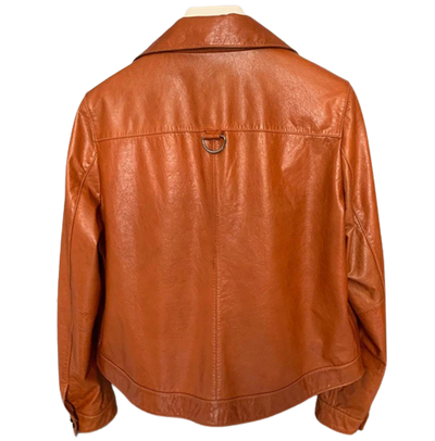 Womens Hazel Front Pocket Tan Genuine Lambskin Leather Jacket