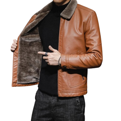 Mens Seger Genuine Lambskin Leather Faux Fur Lined Jacket