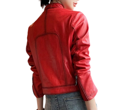 Womens Eleanor Front Pocket Genuine Lambskin Leather Jacket