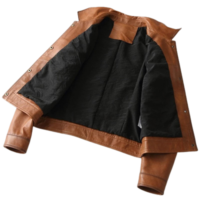 Womens Zoe Front Pocket Brown Genuine Lambskin Leather Jacket