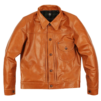 Mens Zion Front Pocket Glossy Tan Genuine Lambskin Leather Jacket