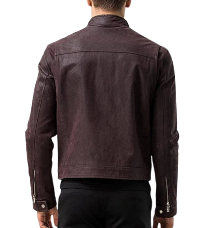 Mens Asher Front Pocket Brown Genuine Lambskin Leather Jacket