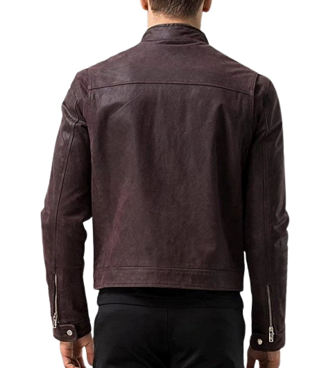 Mens Asher Front Pocket Brown Genuine Lambskin Leather Jacket