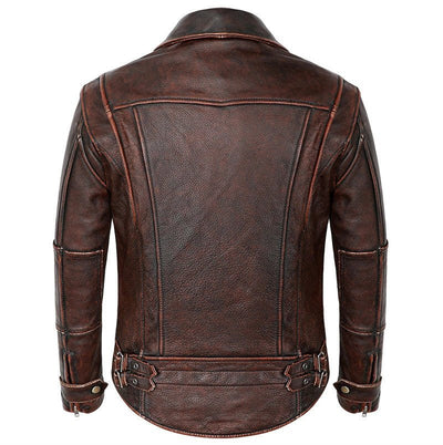Mens Jackson Front Side Pocket Red Brown Genuine Lambskin Leather Jacket