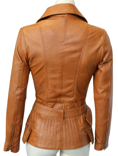 Womens Hannah Genuine Lambskin Distressed Leather Coat