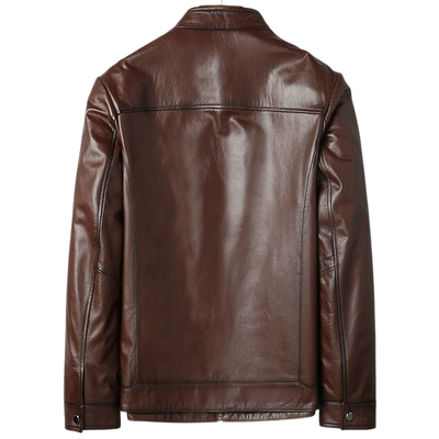 Mens Sleek Front Pocket Genuine Lambskin Leather Jacket