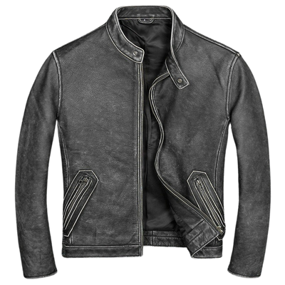 Mens Moto Fit Genuine Cowhide Leather Jacket